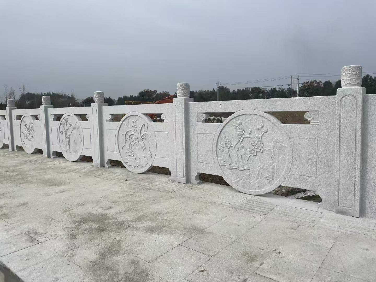 大同芝麻白河道栏杆 石材栏杆